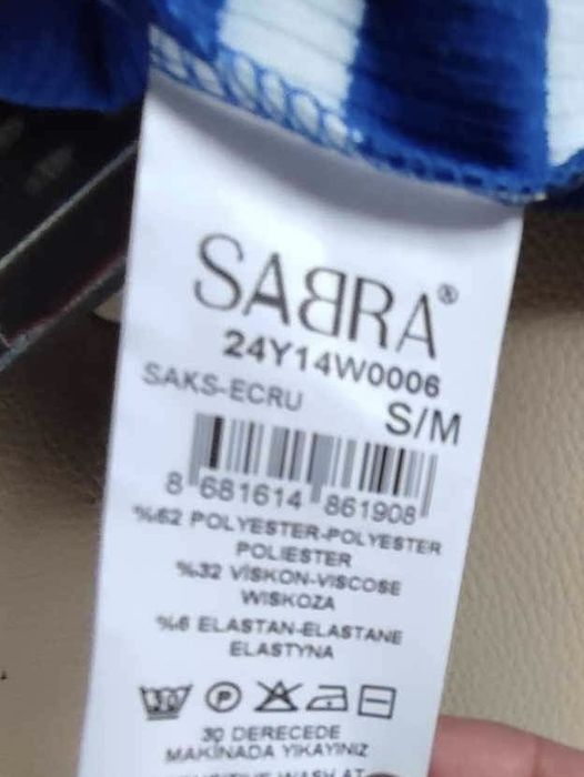 Sukienka niebieska  krótki rękaw paski S/M