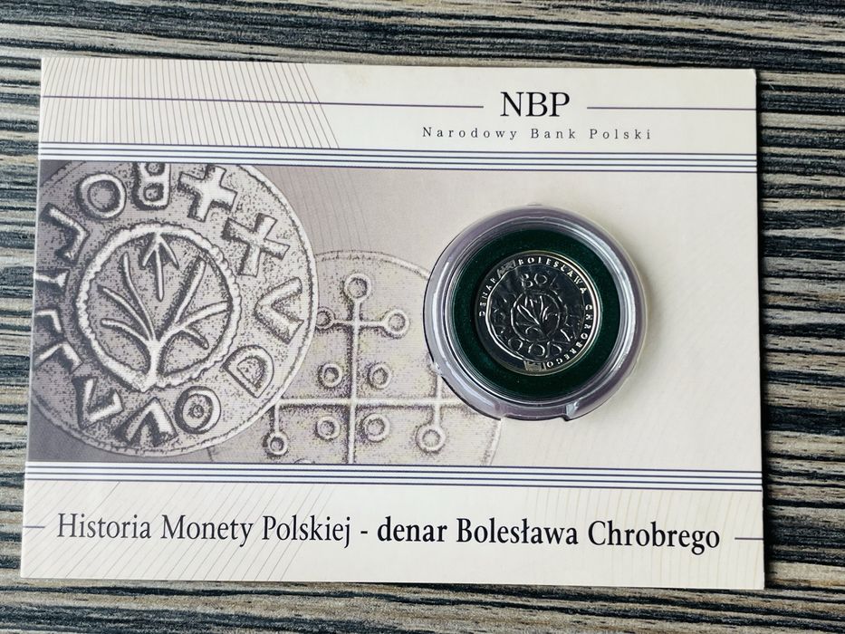 Historia Monety Polskiej Moneta Denar Boleslawa Chrobrego 5zl srebro