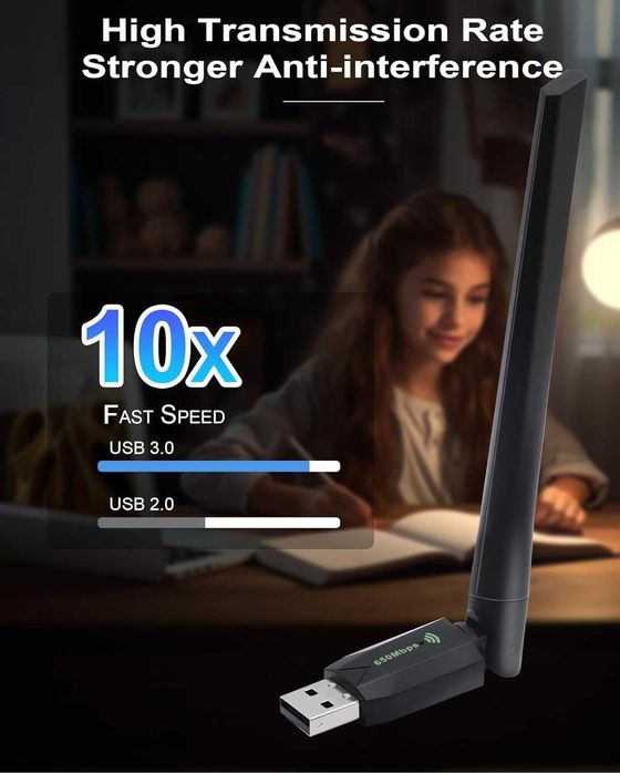 Karta sieciowa dwupasmowa WI-FI ADAPTER USB 650Mbps dual band 2.4G 5G