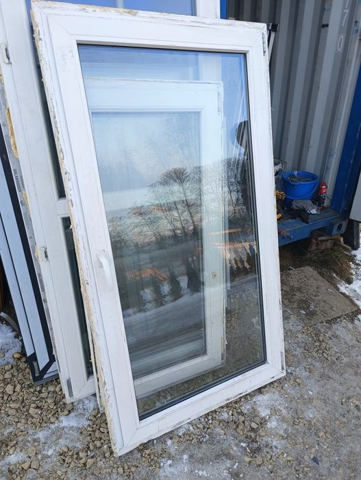 Okno balkonowe 94x170 rozwierno uchylne plastikowe białe