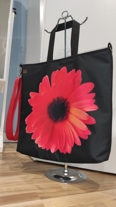 Torebka shopper bag duża torba z kwiatem Gerbera