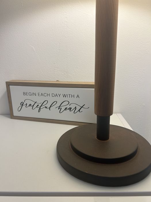 Candeeiro metal e madeira