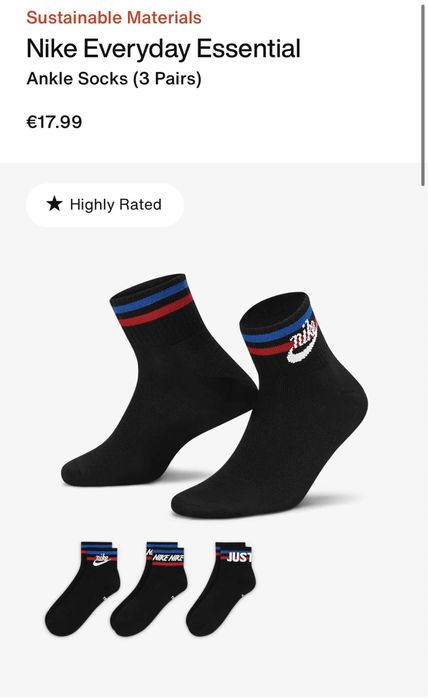 шкарпетки, набір 3 пари шкарпеток NIKE EVEREDAY ESSENTIAL