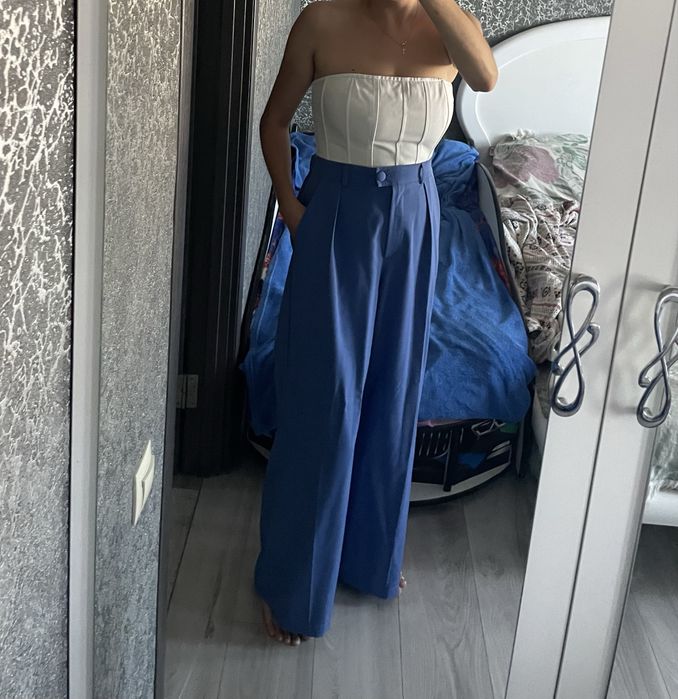 Штани, брюки палаццо сині