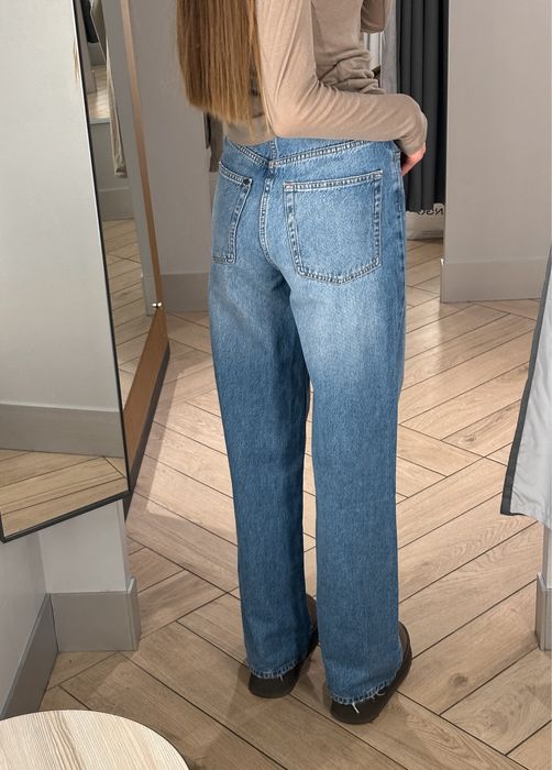 Сині прямі джинси H&M wide leg з високою посадкою