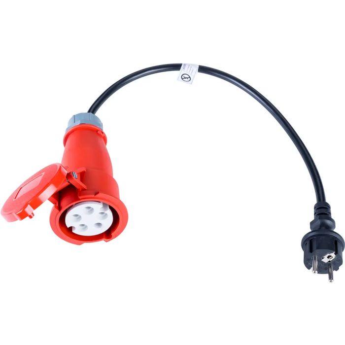 Adaptador CEE trifásica fêmea 5 pólos (3P+N+T) - Schuko macho 16A - 50cm