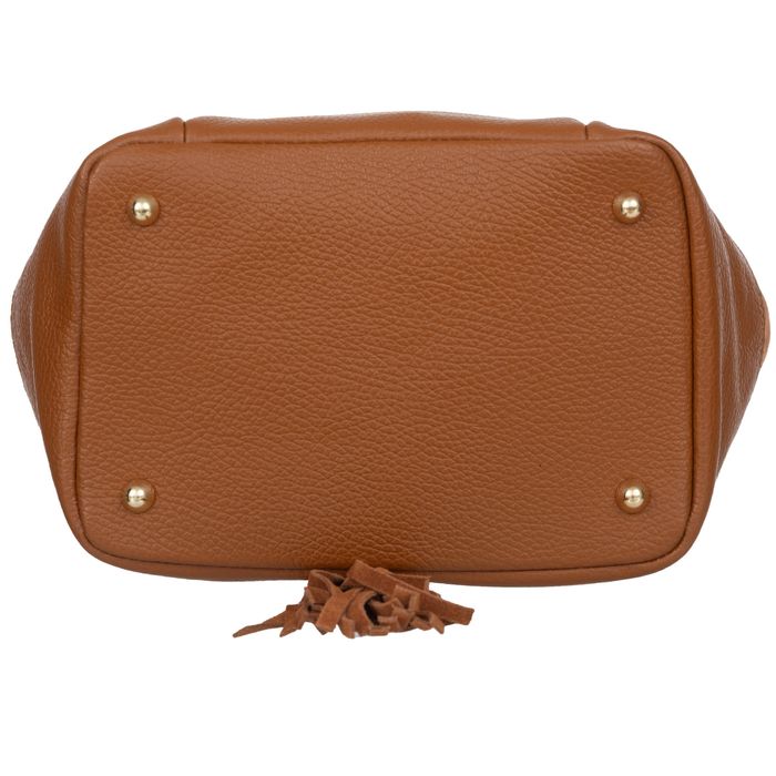 VERA PELLE torebka damska zamszowa kuferek z paskiem V490 brązowa