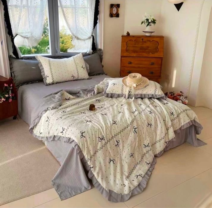 Комплект муслінової постільної білизни з літньою ковдрою,Топ подарунок