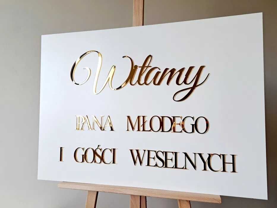 Białe pudełko na koperty obrączki wieszaki ślubne Lustrzane złote