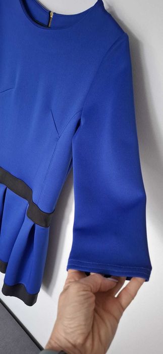 Super sukienka na okazje i nie tylko Kobalt + ekoskóra