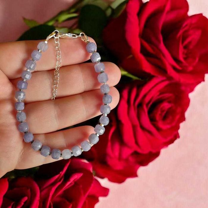 Srebrna bransoletka z kamienia naturalnego Tanzanit.