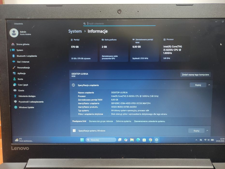 Laptop Lenovo 330-15IKB i5 8250U Radeon 530