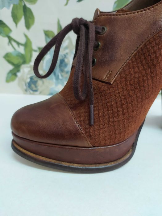 Sapatos salto alto compensados, couro/pele genuína, tam. 37