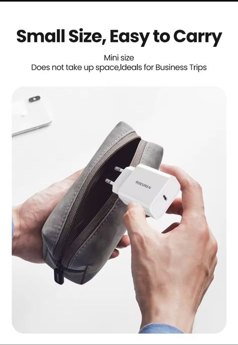 Зарядка PD20W+Кабель. Rocoren, адаптер, блок питания/живлення,зарядное