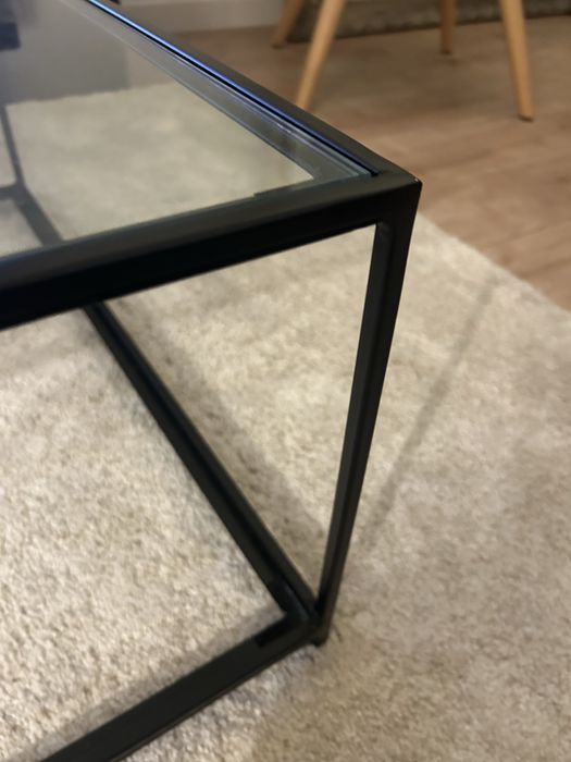 Mesa rectangular de vidro temperado