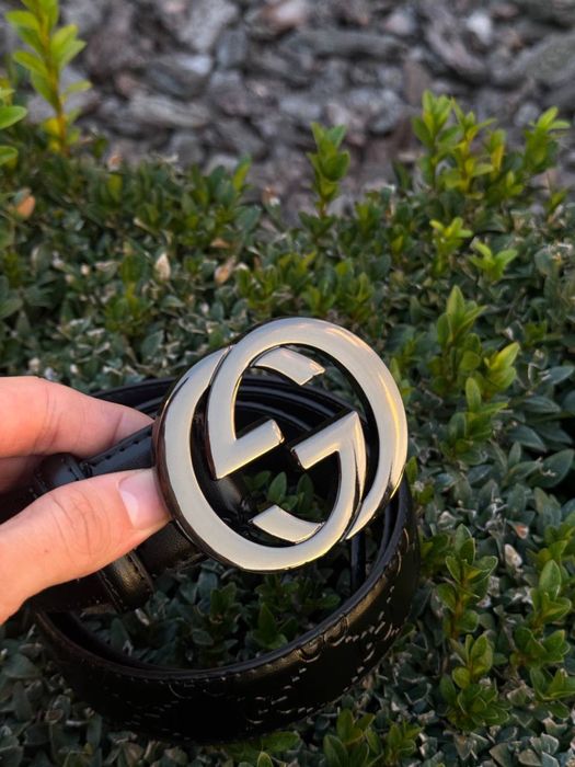 Ремінь Gucci чорний чоловічий пасок Гуччи ремень кожаный Гучи черный