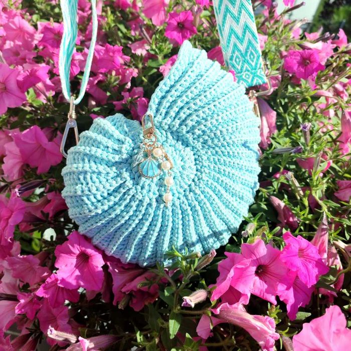 Amonit – torebka muszla bawełniana na szydełku  - rękodzieło