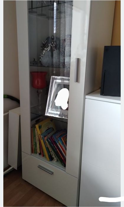 Witryna + LED 60 cm bialy połysk