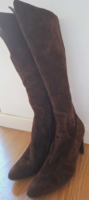 Botas de cano alto em camurça: 38