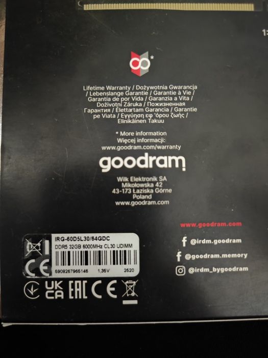 Укр гарантія. Goodram DDR5 64gb cl30