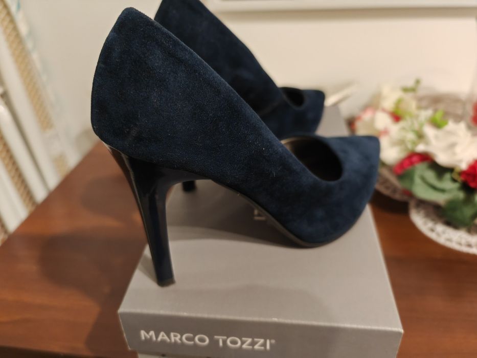 Buty, szpilki granatowe na wysokim obcasie 10 cm, rozmiar 38