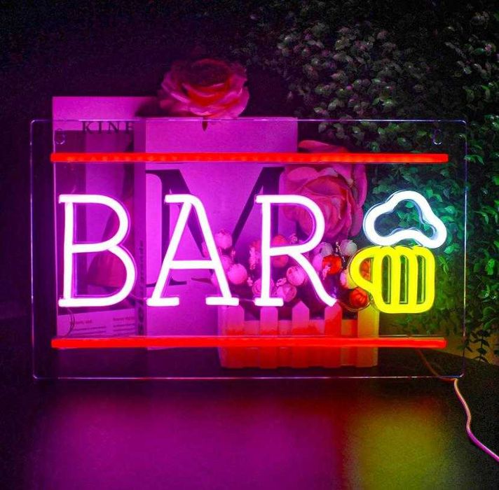 Reclame Luminoso Decorativo com Iluminação LED Néon em Base de Acrílico - Carregado por USB - Diferentes Frases e Temas