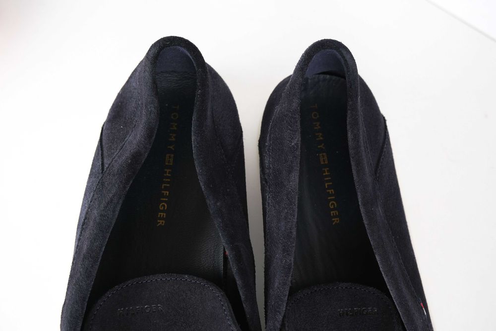 Tommy Hilfiger skóra mokasyny loafers  męskie  granatowe 46