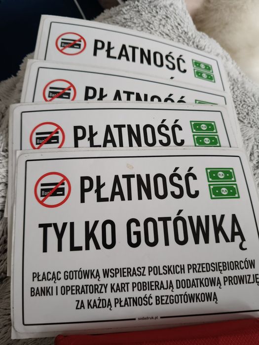 4 etykiety naklejki płatność tylko gotowką format A5