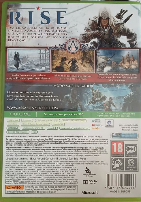 Jogo XBOX 360 Assassins Creed 3 [APENAS CD2)