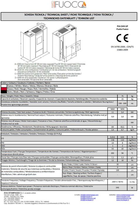 Piec, piecyk na pellet Eva Calor PIA 11 kW z DGP | SLIM biały
