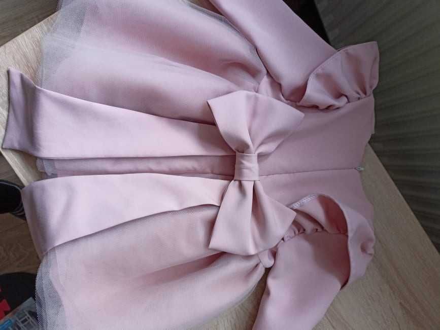 Sukienka brudny róż tiulowa 74-80