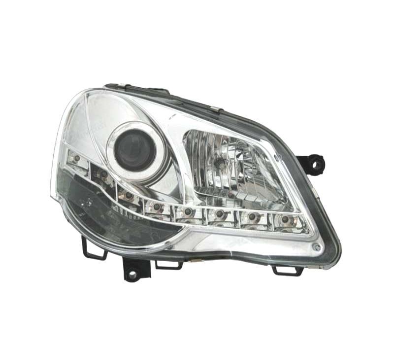 FARÓIS VOLKSWAGEN VW POLO 9N3 05-09 LUZ DIURNA FUNDO CROMADO
