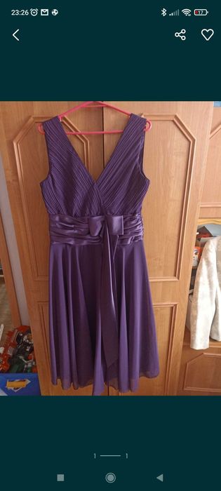 Sukienka wieczorowa,tiulowa, fioletowa r.XL