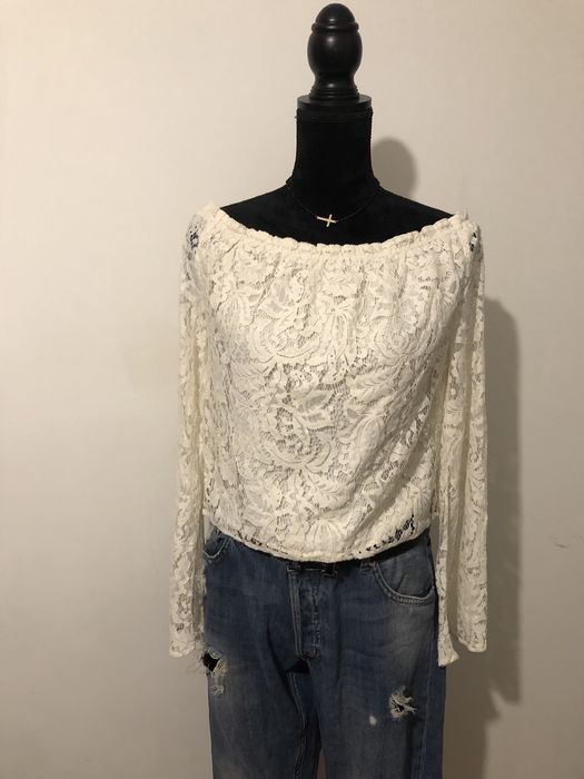 Bluzka hiszpanka h&m koronka w koronke koronkowa