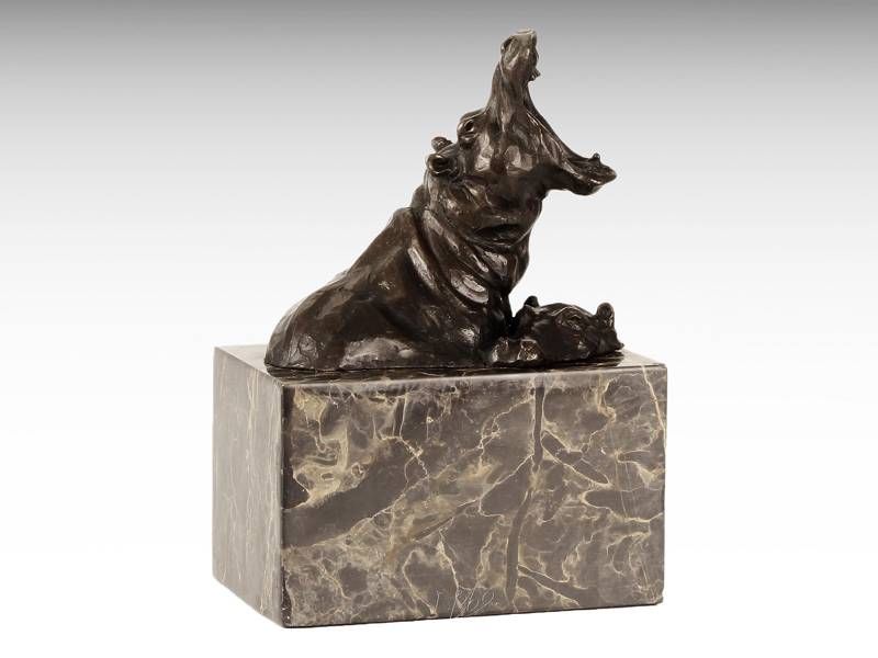 Escultura de bronze - Hipopótamo - Art Deco