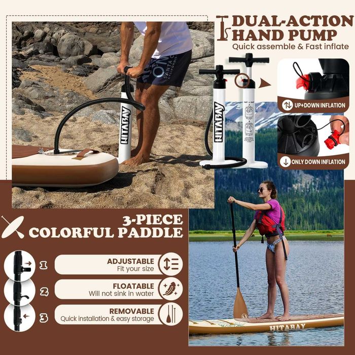 Надувна SUP дошка для плавання HITABAY 320 см Leaf Wood