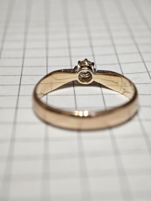Антикварна каблучка, з діамантом, 585 проба.