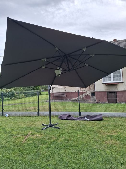 Duży parasol ogrodowy 4x3m Garden Line, grafitowy