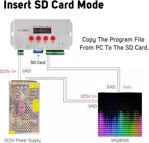 Kontroler LED K1000C WS2812B WS2811 SD DIY Efekty LEDEdit 823