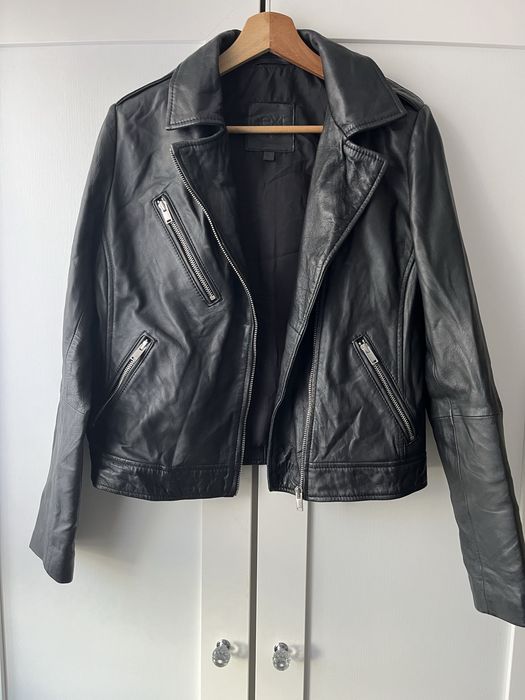 Czarna ramoneska ze skóry naturalnej S 36 NEXT