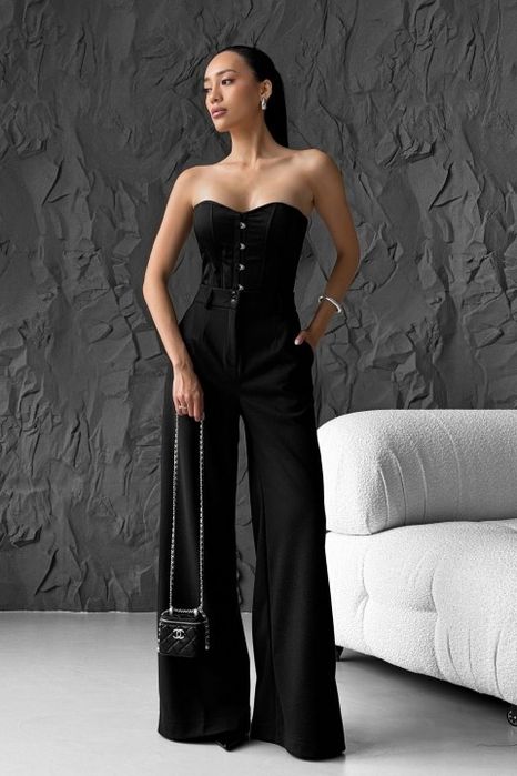 Жіночі чорні брюки палаццо розмір XXXL