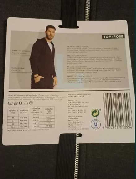 Bluza męska z kapturem tom&rose szara grafit L Xl XXL 2xl nowa