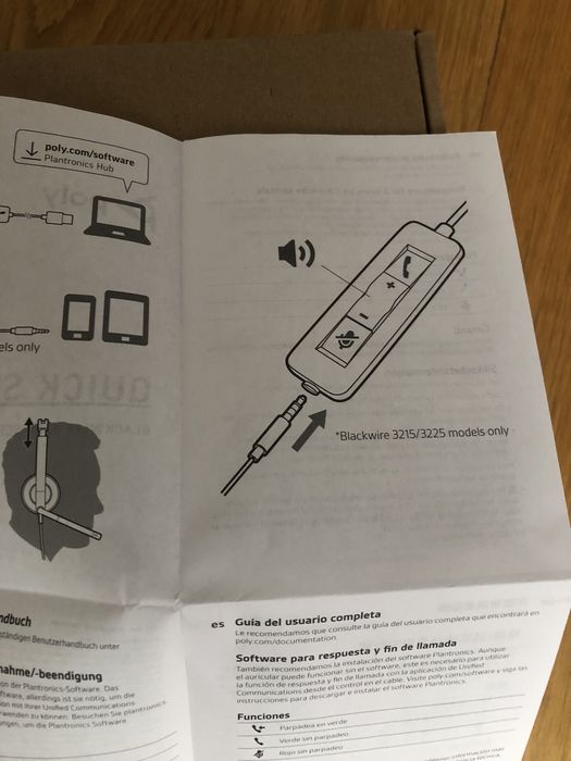 Słuchawki przewodowe Plantronics Blackwire C3225 USB-A pałąk