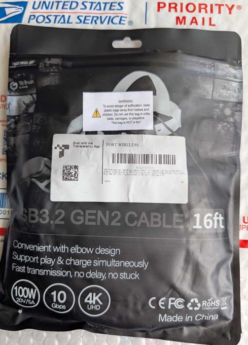 з США якісний 5м 100W 20V 5A usb C 3.2 Gen 2 10Gbps Video