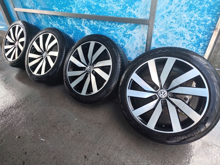 Koła: Felgi 18" 5x112 Oryginalne Volkswagen, Opony letnie Continental