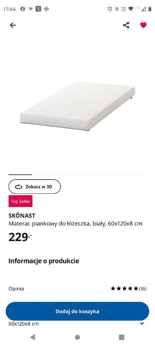 Łóżeczko ikea białe