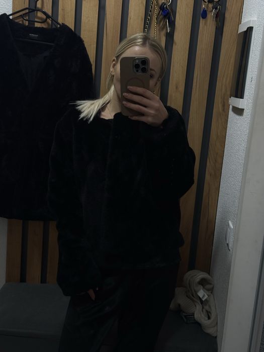 Еко шуба жіноча, чорного кольору