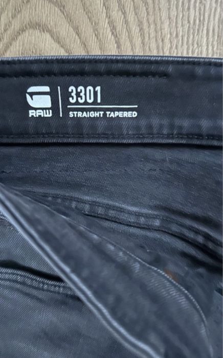 G-RAW jeansy czarno 3301 Straight Tapered 34/38