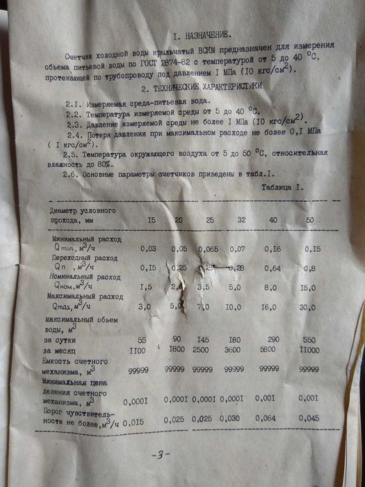 Счетчик водяной для дома, предприятия. Мade in USSR
