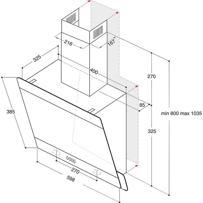 Okap ścienny Whirlpool WHVP 65FL MK 310 m3/h 60 dB